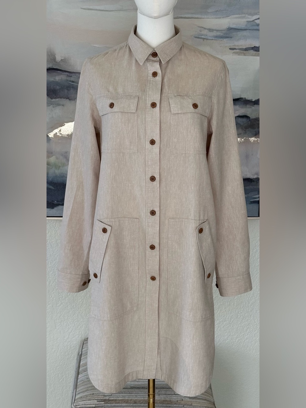 Duluth Women Artisan Hemp Duster Shirt Jacket Overshirt Utility Workwear Boho